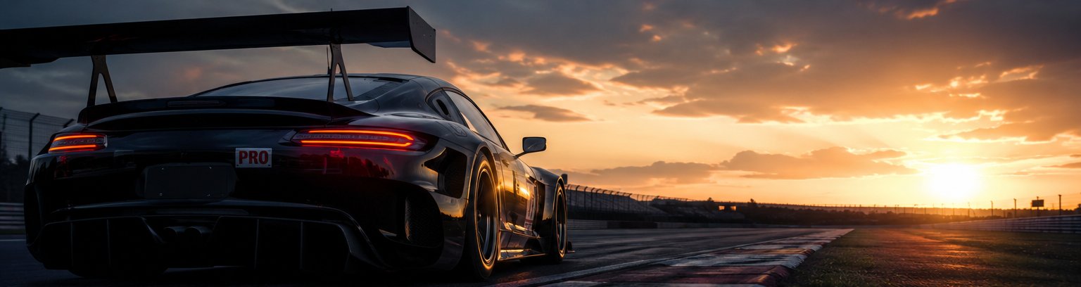 A GT race car on track at golden hour